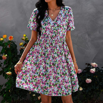 Damen Shift-Kleid V-Ausschnitt Floral Norvielle