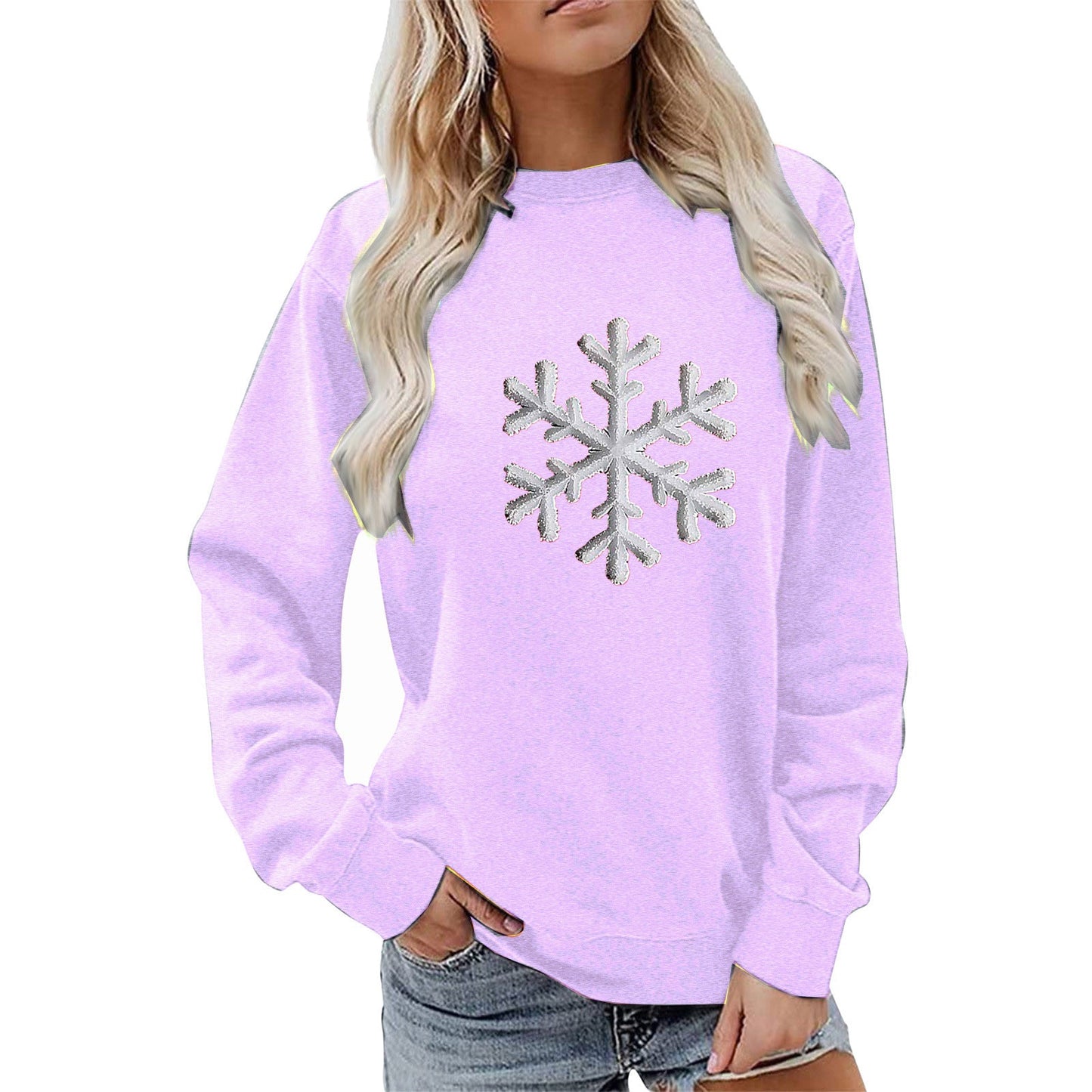 Damen Sweatshirt Schneeflockenmotiv Lässig Norvielle