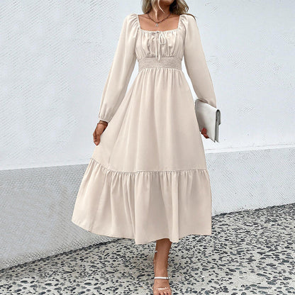 Damen Midi-Kleid Tailliert Rüschen Elegant