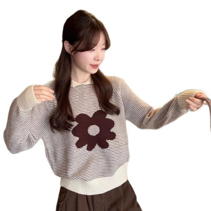 Damen Pullover Streifen Muster Lässig