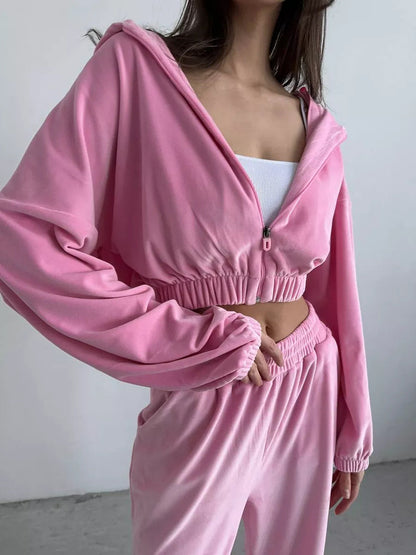 Damen Veloursjacke Weite Ärmel Norvielle