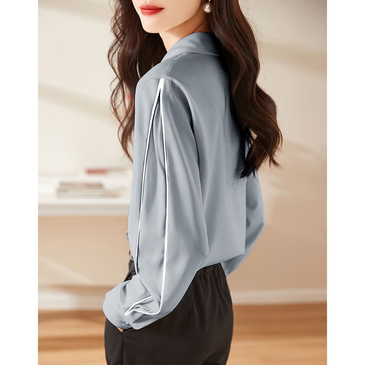 Damen Bluse Klassisch Knöpfe Norvielle Elegante