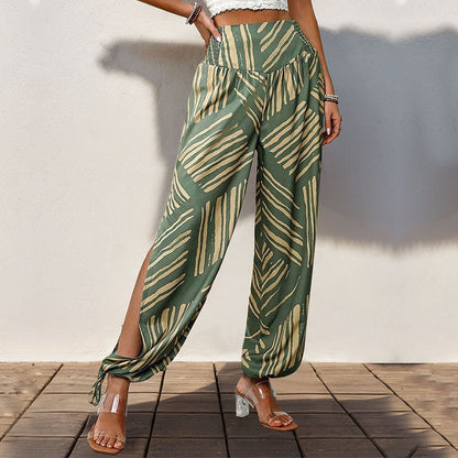 Damen Palazzo-Hose Weit Elastischer Bund Schwarz - Norvielle