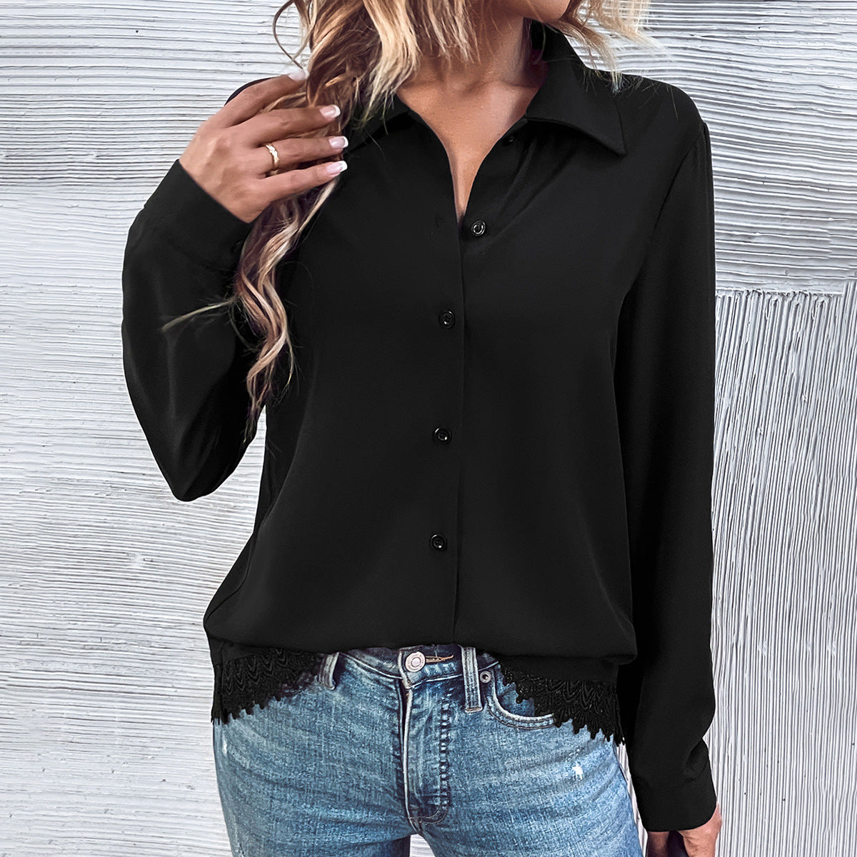 Damen Bluse Spitze Knopfleiste Norvielle - Norvielle