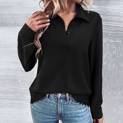 Damen Bluse Spitze Knopfleiste Norvielle - Norvielle