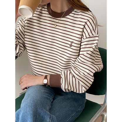 Damen Sweatshirt Rundhals Streifen Norvielle