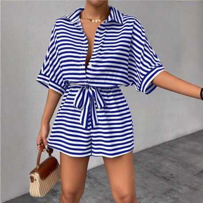 Damen Kurzoverall Gestreift Von Norvielle