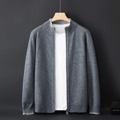 Herren Strickjacke Reißverschluss Bequem Grau