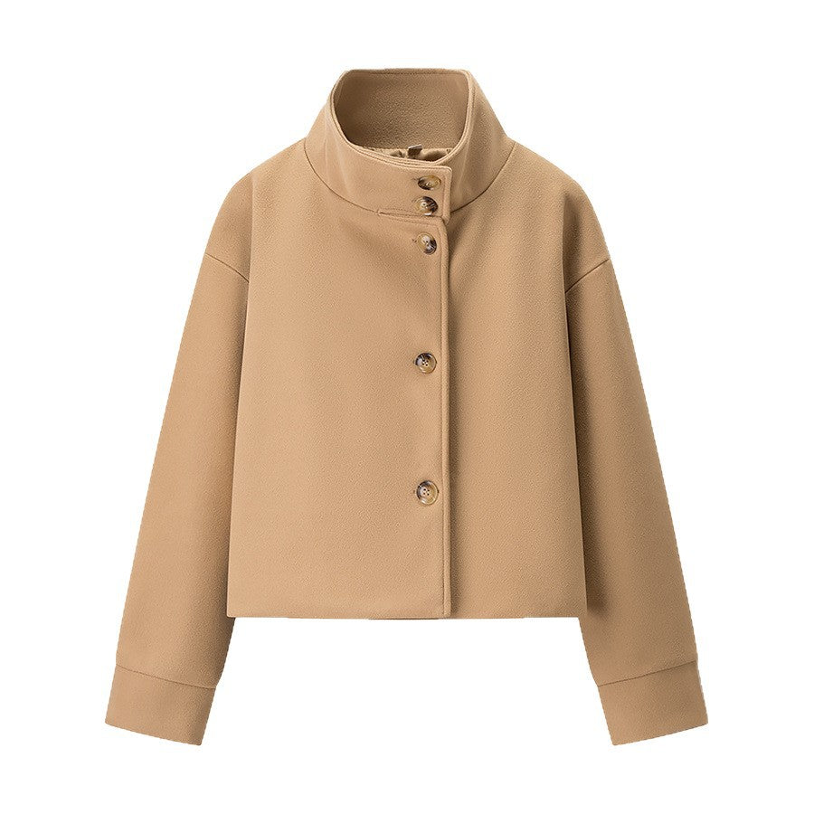 Damen modische Jacke Stehkragen Knopfdetails Norvielle