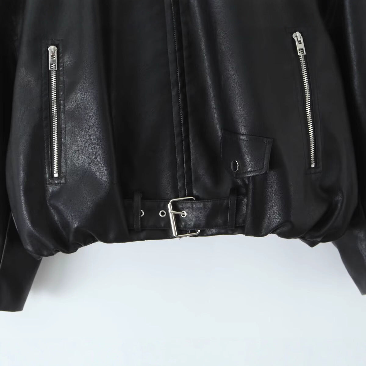 Damen Kunstlederjacke Hochkragen Einzigartiges Design