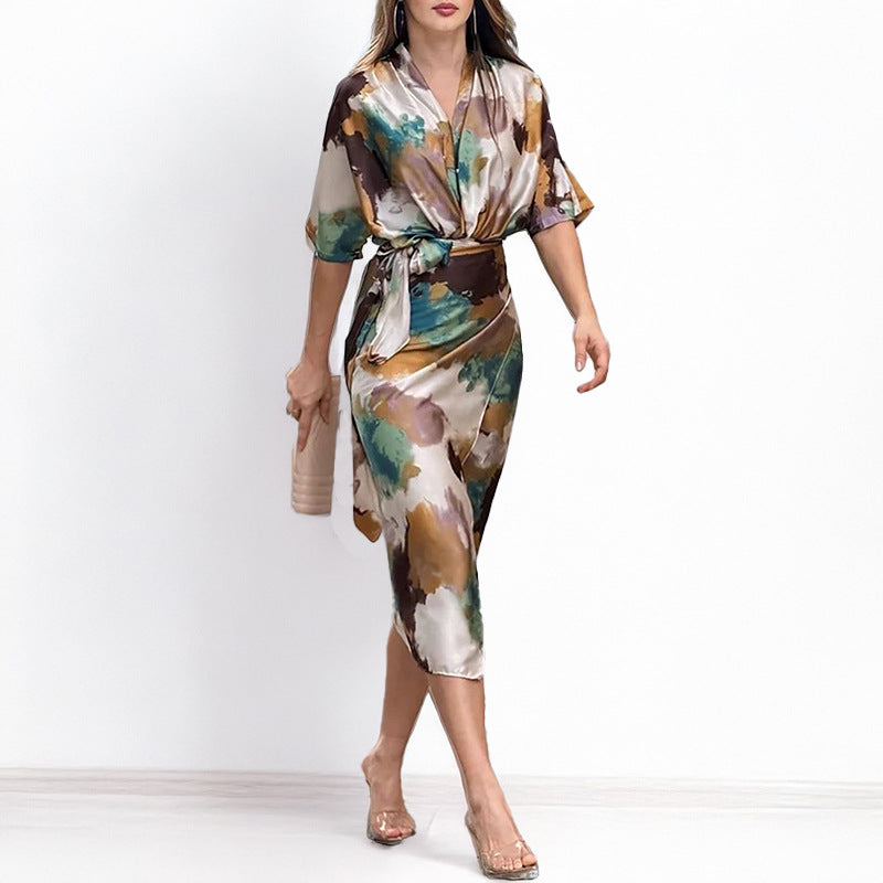 Damen Umstands-Kleid Wickel-Design Eleganter Schnitt