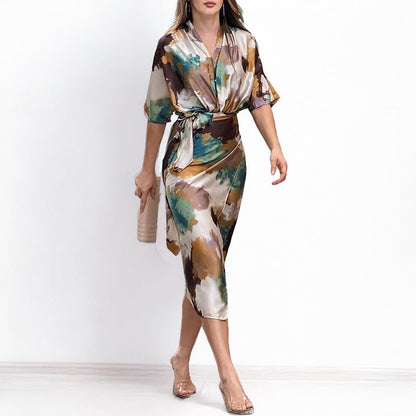 Damen Umstands-Kleid Wickel-Design Eleganter Schnitt