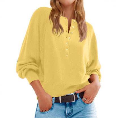 Damen Pullover Lässig Knopfleiste Weites Design Norvielle