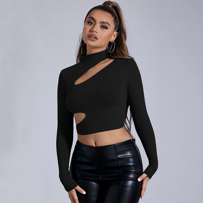 Damen Langarm- Figurbetont Asymmetrisch