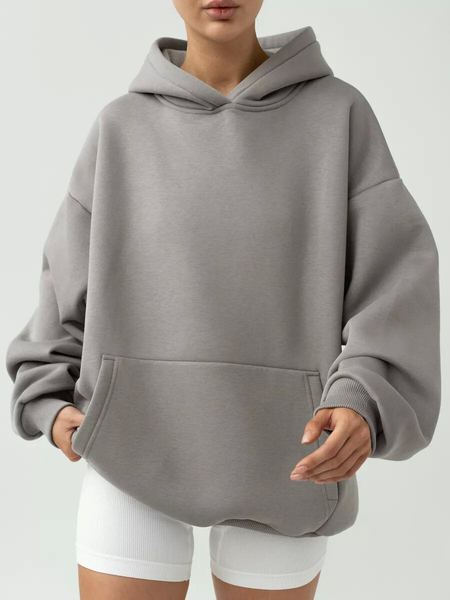 Damen Oversize Kapuzenpullover Baumwollmix