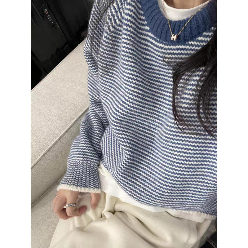 Damen Strickpullover Wellenmuster Rollkragen Norvielle - Norvielle