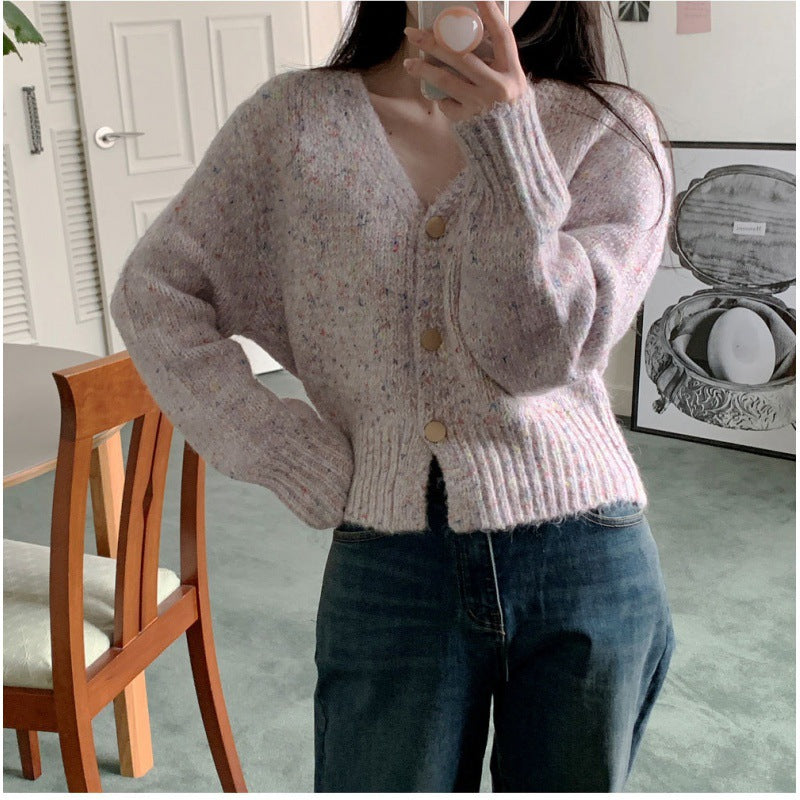 Damen Grobstrick Cardigan V-Ausschnitt Knöpfe Norvielle