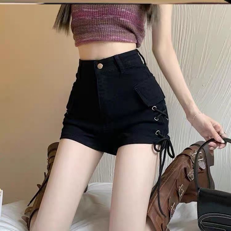 Damen High-Waist Shorts Seitenschnürung Praktische Taschen - Norvielle