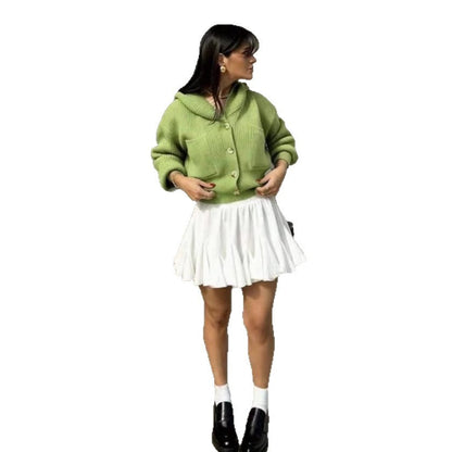 Damen Strickjacke Knöpfe Kontrast Norvielle