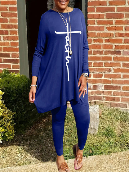 Damen Leggings- und Tunika-Set Asymmetrisch Motivierend