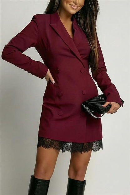 Damen Blazer-Kleid Spitzenapplikation Norvielle
