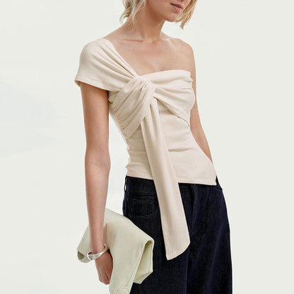 Damen Wickeltop Asymmetrisch Bindebänder Elegantes Design