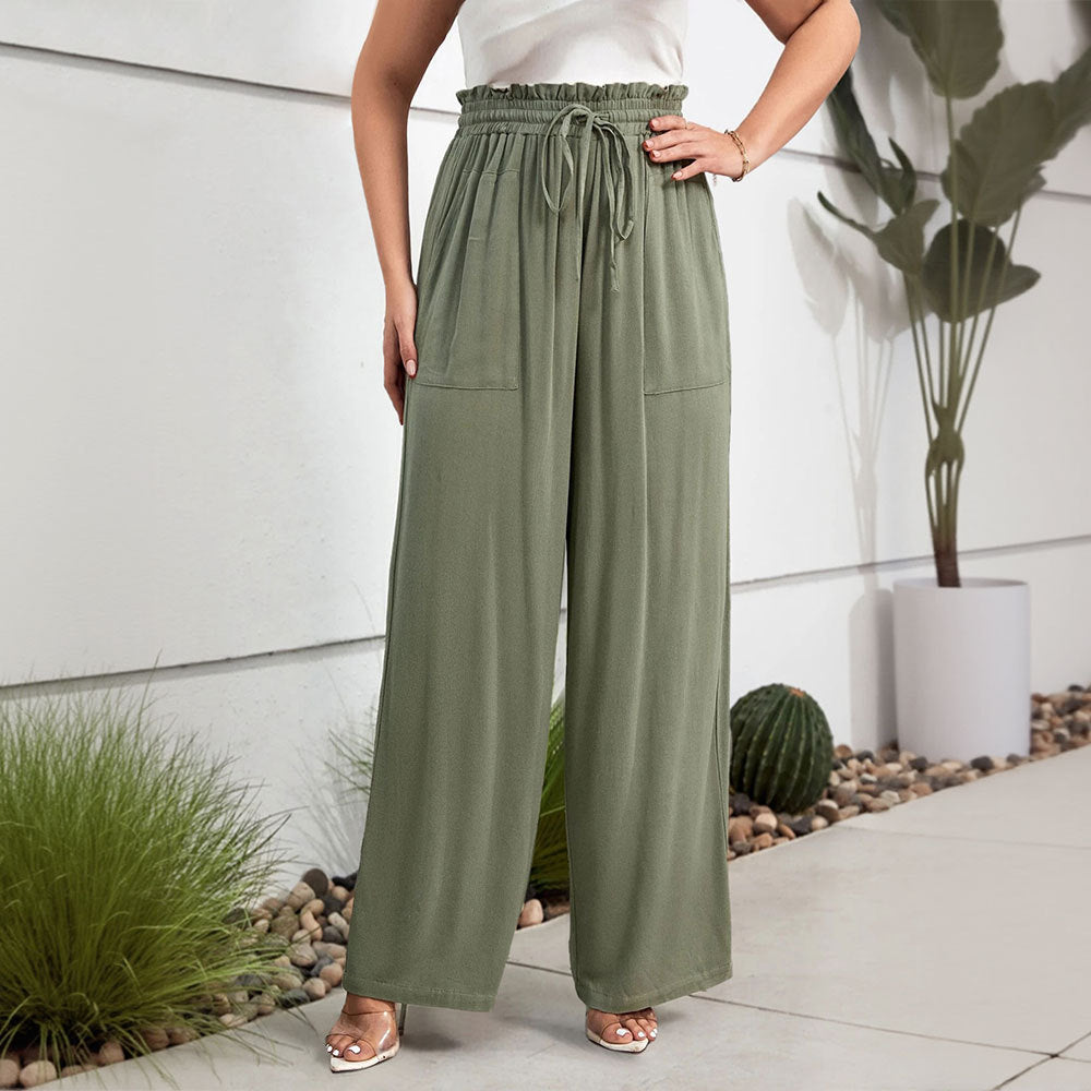 Damen Palazzo-Hose Elastischer Bund Seitentaschen Norvielle