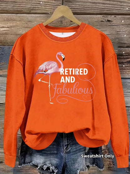 Damen Sweatshirt Flamingo Motiv Weich Rosa