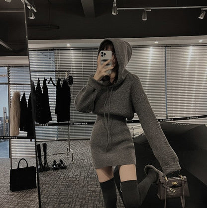 Damen Hoodie-Kleid Lässiger Schnitt Baumwolle