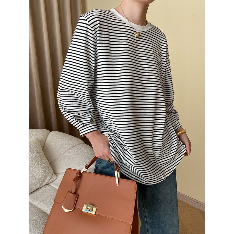 Damen Langarmshirt Gestreift Rundhalsausschnitt Bequem Norvielle