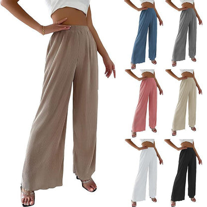 Damen Plissee-Hose Weites Bein Elastischer Bund Norvielle - Norvielle