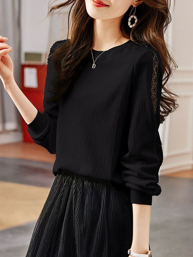 Damen Strickpullover Feine Rippen Dekorative Einsätze Norvielle