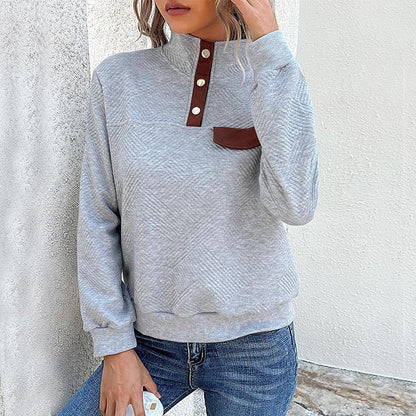 Damen Sweatshirt Stehkragen Brusttasche Norvielle