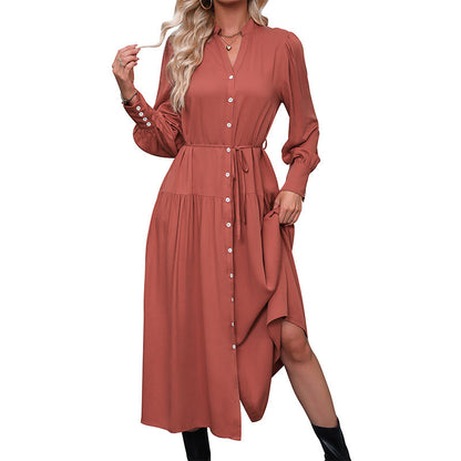 Damen Maxikleid Knopfleiste Elegantem Schlitz Norvielle