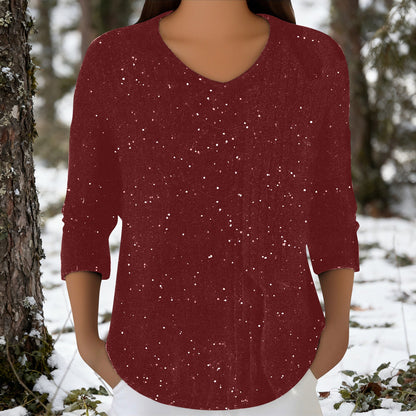 Damen Langarmshirt V-Ausschnitt Baumwolle Norvielle