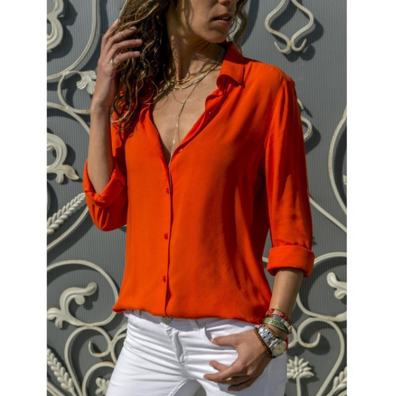 Damen Bluse Lockere Moderner Schnitt Knopfdetails