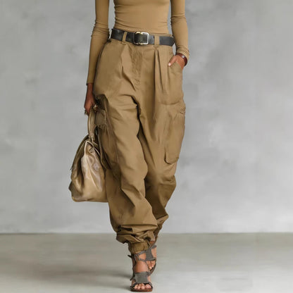 Damen Cargo-Hose Elastischer Bund Praktische Taschen