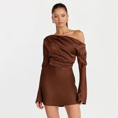 Damen Cocktailkleid Asymmetrisch Off-Shoulder Norvielle
