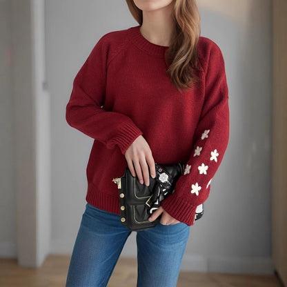 Damen Strickpullover Floral Lässig Norvielle