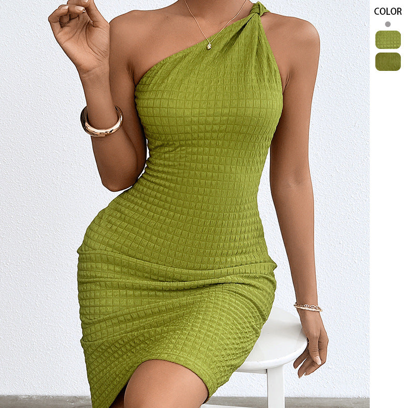 Damen Bodycon-Kleid schmal Asymmetrischer Träger Schwarz - Norvielle
