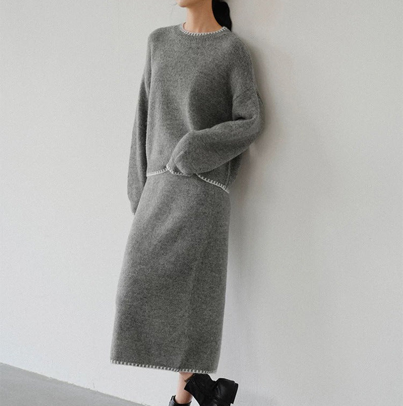 Damen Strickensemble Kuschelig Elegante Details Norvielle