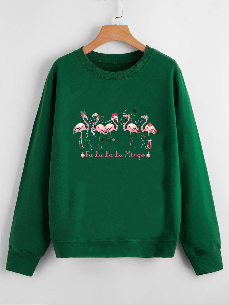 Damen Sweatshirt Flamingo-Motiv Lässiger Schnitt Norvielle