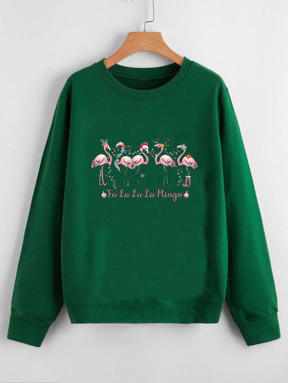 Damen Sweatshirt Flamingo-Motiv Lässiger Schnitt Norvielle