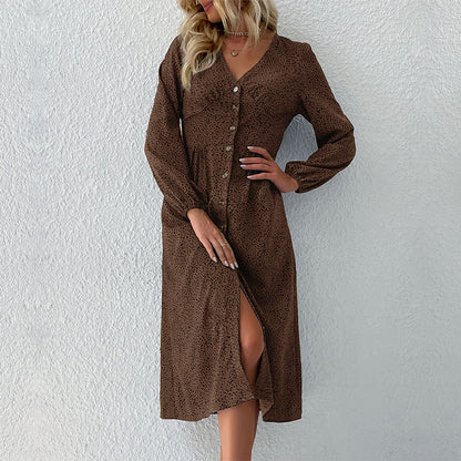Damen Hemdblusenkleid Knielang mit Knopfverschluss Blumenmuster