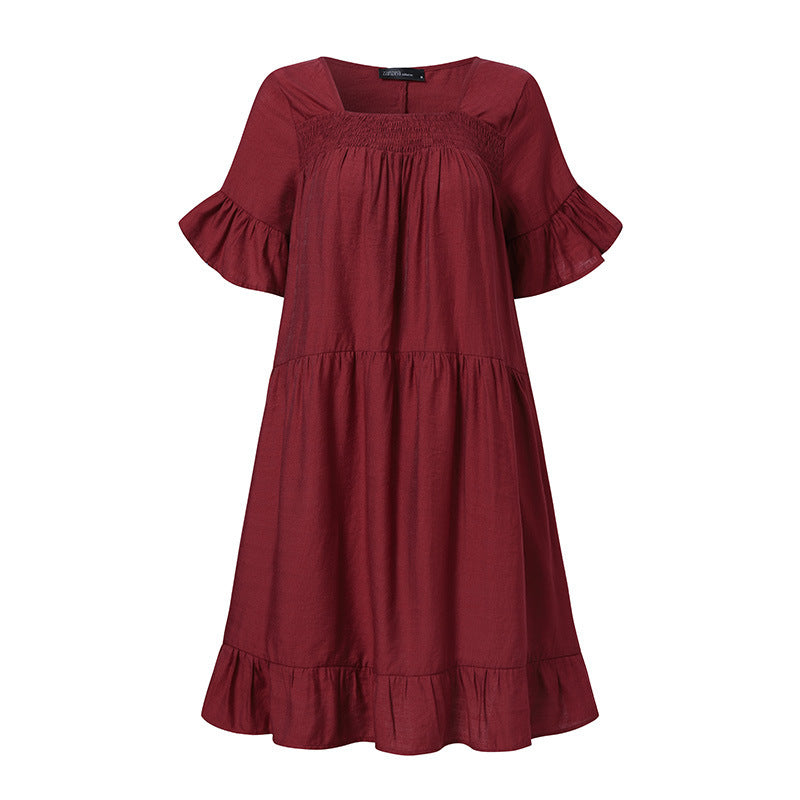 Damen Sommerkleid Rüschendetails Weite Ärmel Norvielle