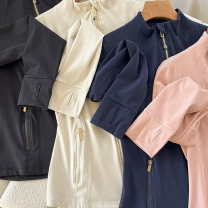 Damen Sportjacke Hochkragen Reißverschluss