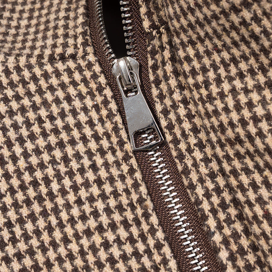 Damen Utility-Jacke Kariert Elastischer Bund Hochgeschlossener Kragen