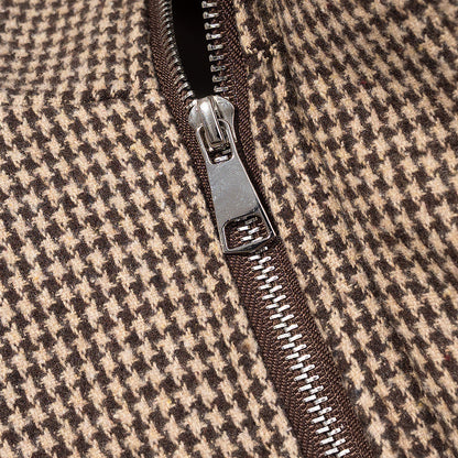 Damen Utility-Jacke Kariert Elastischer Bund Hochgeschlossener Kragen