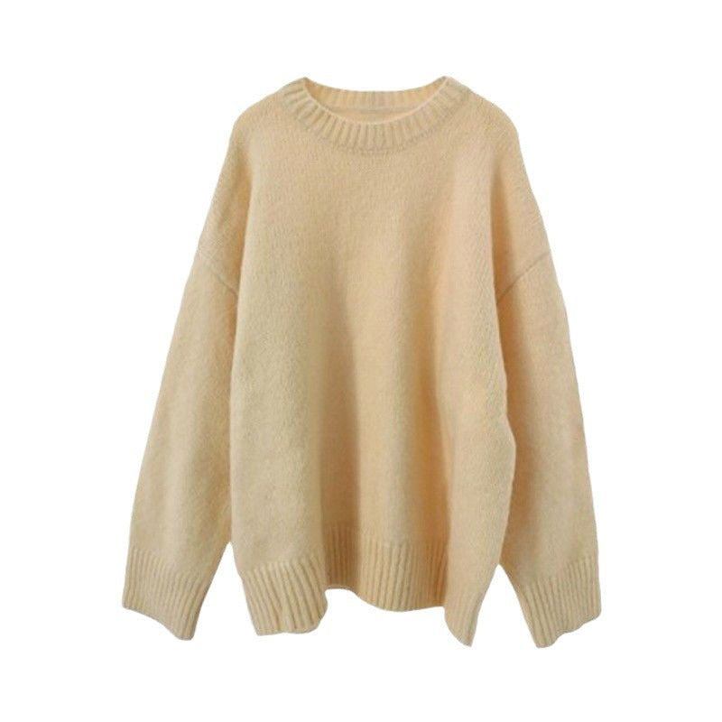 Damen Oversized Pulli Weiches Material Beige