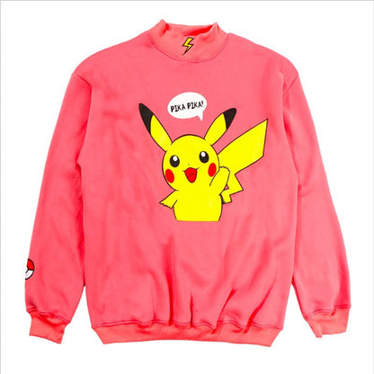 Damen Sweatshirt Pikachu Motiv Hochkragen